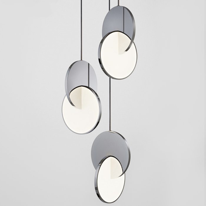 Подвесной светильник Eclipse Pendant Light Хром Белый Подвесной светильник Eclipse Pendant Light Хром Белый в Липецке | Loft Concept