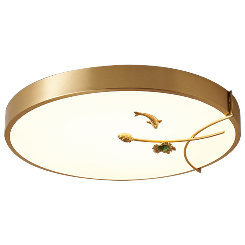 Круглый потолочный светильник Gold Fish Round Ceiling Lamp Золотой Золотой Белый Зеленый Круглый потолочный светильник Gold Fish Round Ceiling Lamp Золотой Золотой Белый Зеленый в Липецке | Loft Concept