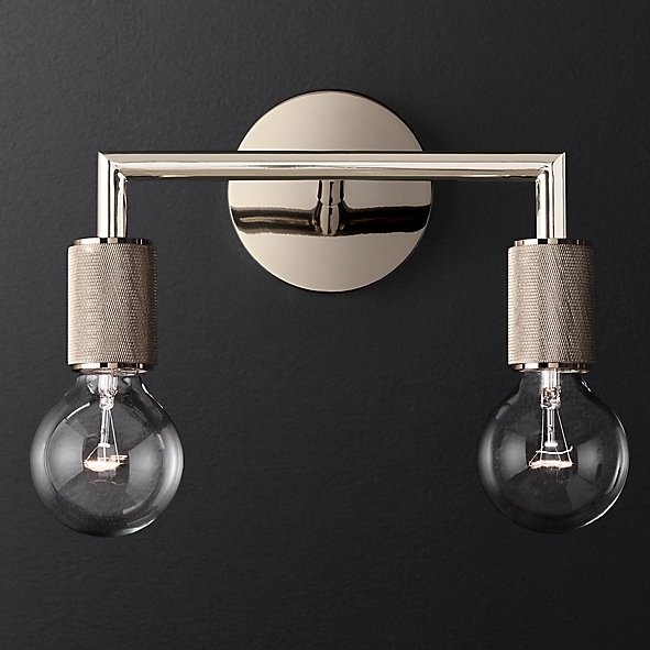 Бра RH Utilitaire Double Sconce Silver Никель Бра RH Utilitaire Double Sconce Silver Никель в Липецке | Loft Concept