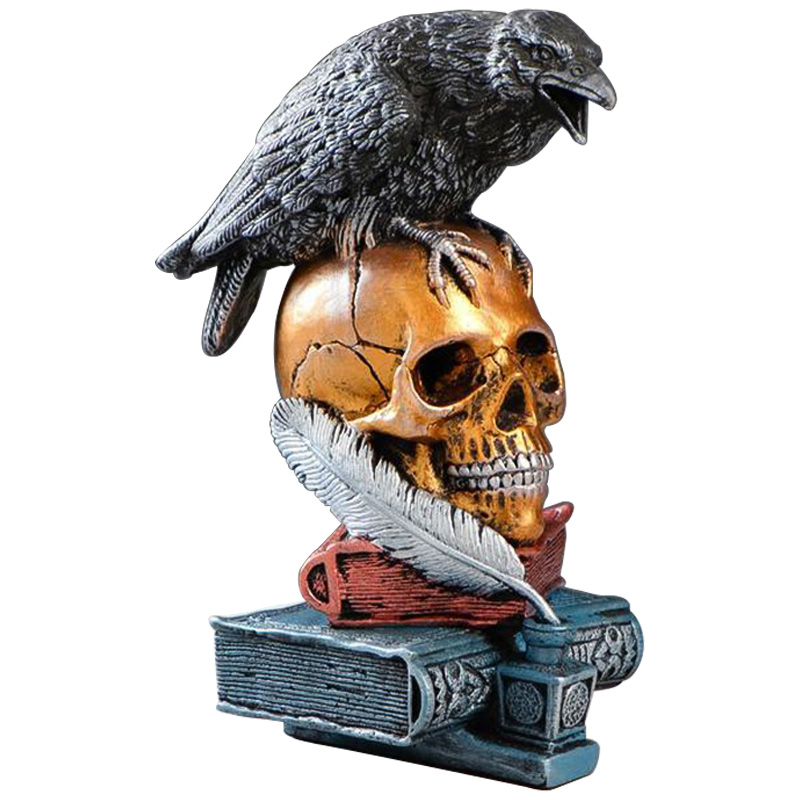 Статуэтка Raven and Skull Золотой Черный Серый (Gray) Статуэтка Raven and Skull Золотой Черный Серый (Gray) в Липецке | Loft Concept