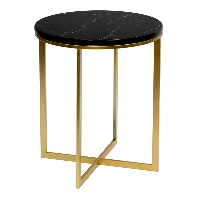 Приставной стол Round Table Marble black Золотой Черный Мрамор Nero Приставной стол Round Table Marble black Золотой Черный Мрамор Nero в Липецке | Loft Concept
