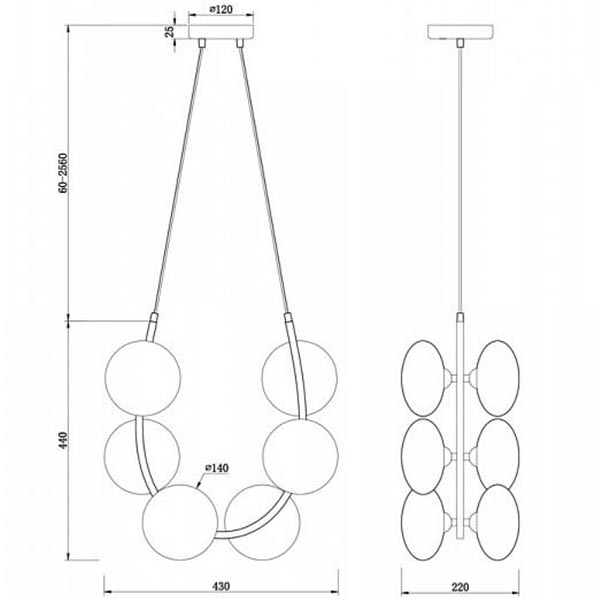 Люстра Marcan 6 Ball Chandelier Black в Липецке