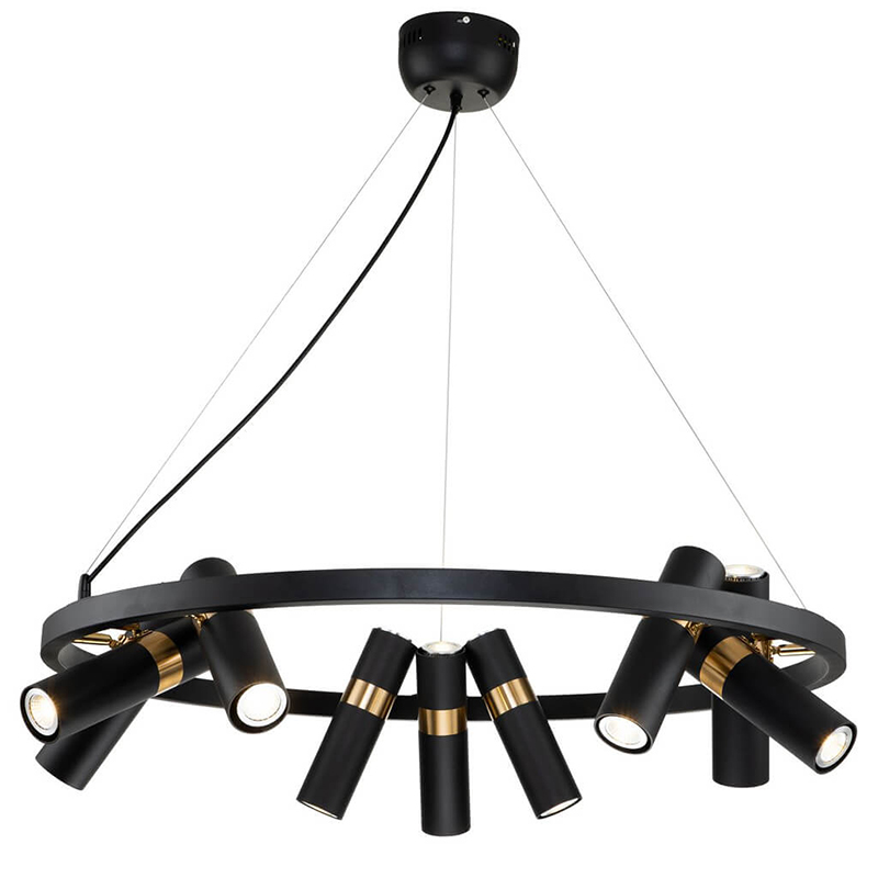 Люстра Rickon Chandelier Spot 18 Черный Золотой Люстра Rickon Chandelier Spot 18 Черный Золотой в Липецке | Loft Concept