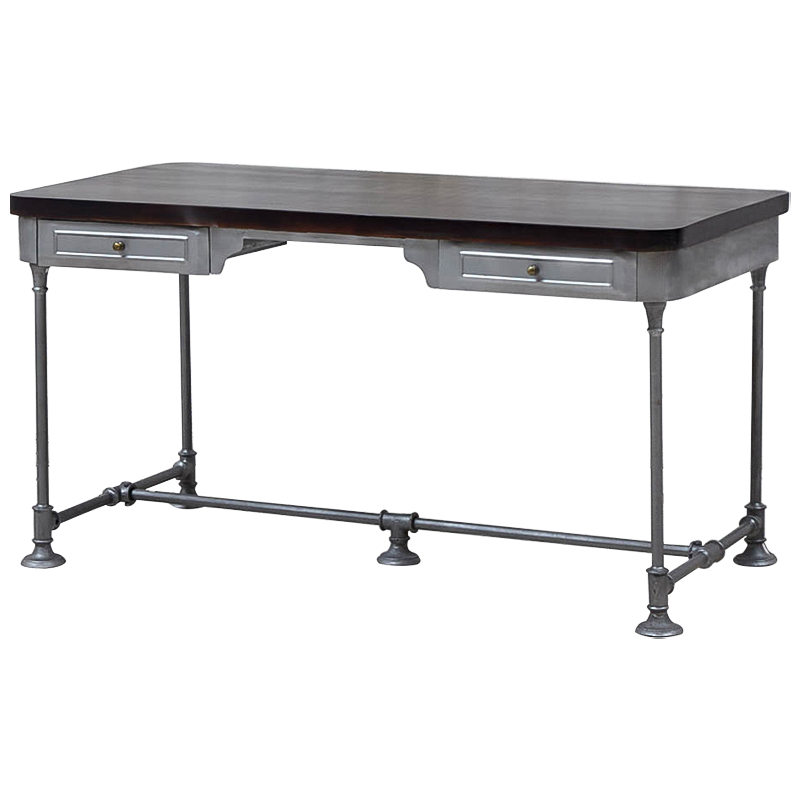 Рабочий стол Iston Metal Wood Desk Серый Коричневый Латунь Рабочий стол Iston Metal Wood Desk Серый Коричневый Латунь в Липецке | Loft Concept