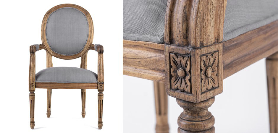 Стул REGENCY MEDALLION ARMCHAIR Gray Linen Стул REGENCY MEDALLION ARMCHAIR Gray Linen - Loft-Concept в Липецке