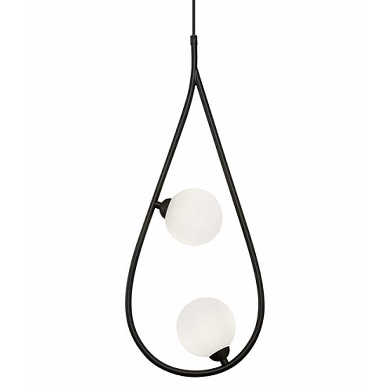 Люстра Marcan 2 Ball Chandelier Black Черный Белый Люстра Marcan 2 Ball Chandelier Black Черный Белый в Липецке | Loft Concept