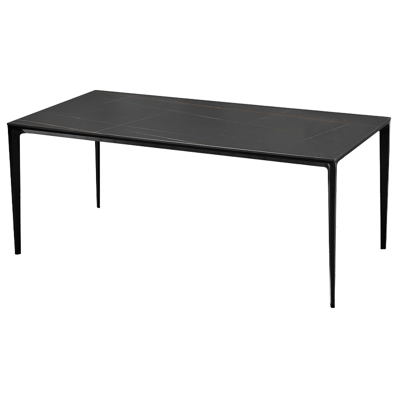 Обеденный стол чёрный с каменной столешницей Benton Dinner Table Черный Обеденный стол чёрный с каменной столешницей Benton Dinner Table Черный в Липецке | Loft Concept