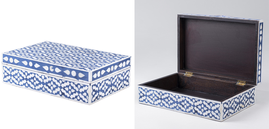 Шкатулка инкрустация костью Pattern Inlay Box Indigo Шкатулка инкрустация костью Pattern Inlay Box Indigo - Loft-Concept в Липецке