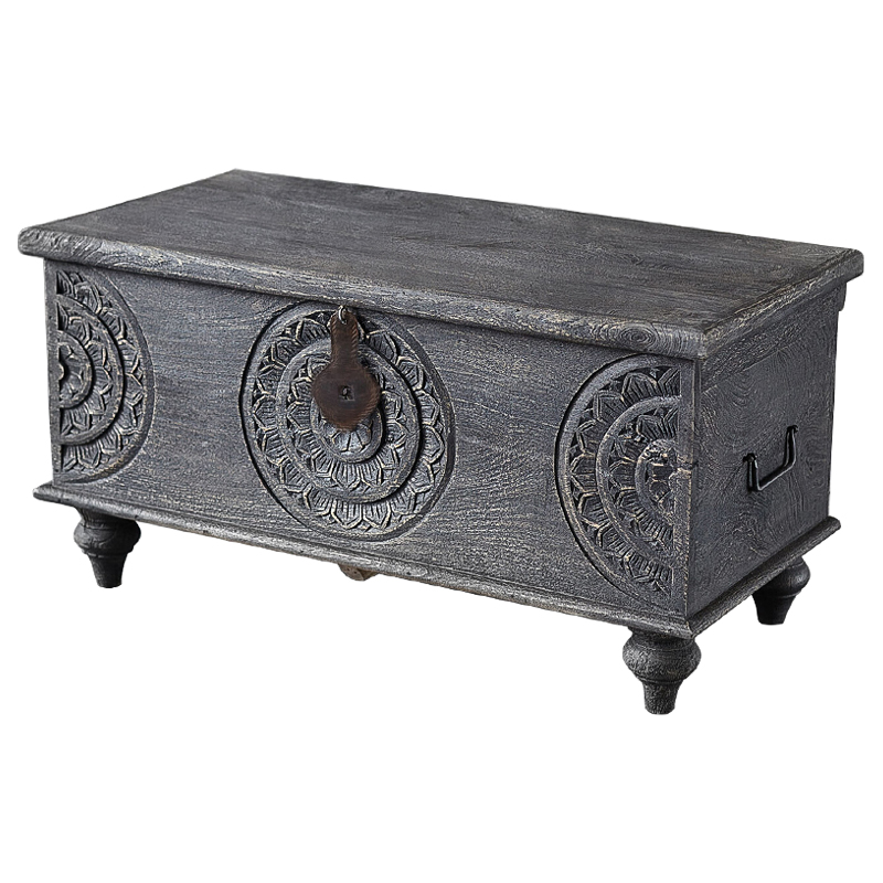 Сундук резной Tushar Carved Wood Chest Серый Коричневый Сундук резной Tushar Carved Wood Chest Серый Коричневый в Липецке | Loft Concept