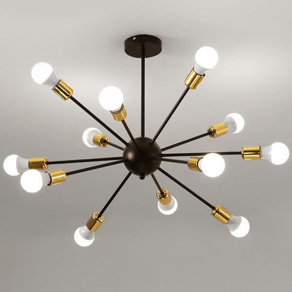 Люстра Sputnik LIGHT JET 12 Black and Gold Черный Глянцевое золото Люстра Sputnik LIGHT JET 12 Black and Gold Черный Глянцевое золото в Липецке | Loft Concept