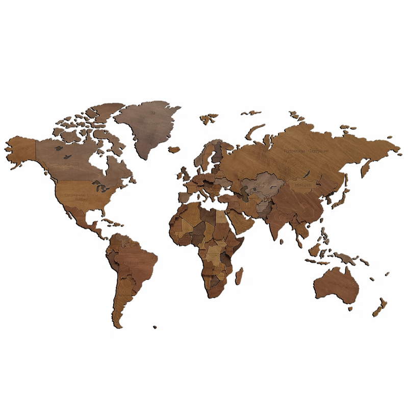 Аксессуар на стену Wooden World Map цвет орех Орех Аксессуар на стену Wooden World Map цвет орех Орех в Липецке | Loft Concept