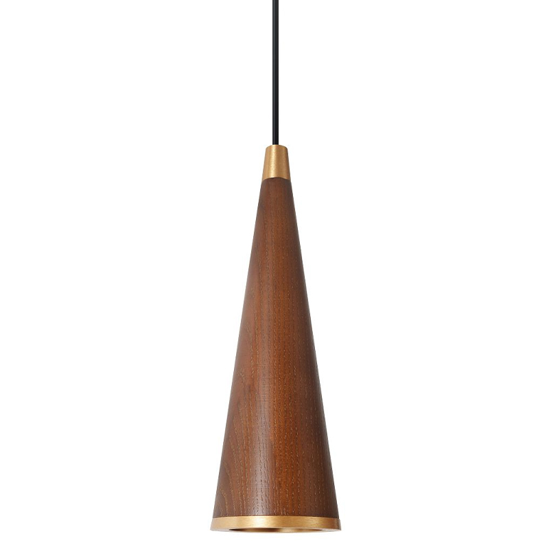 Подвесной светильник с плафоном из темного дерева WOODEN ECO Золотой Коричневый Черный Подвесной светильник с плафоном из темного дерева WOODEN ECO Золотой Коричневый Черный в Липецке | Loft Concept