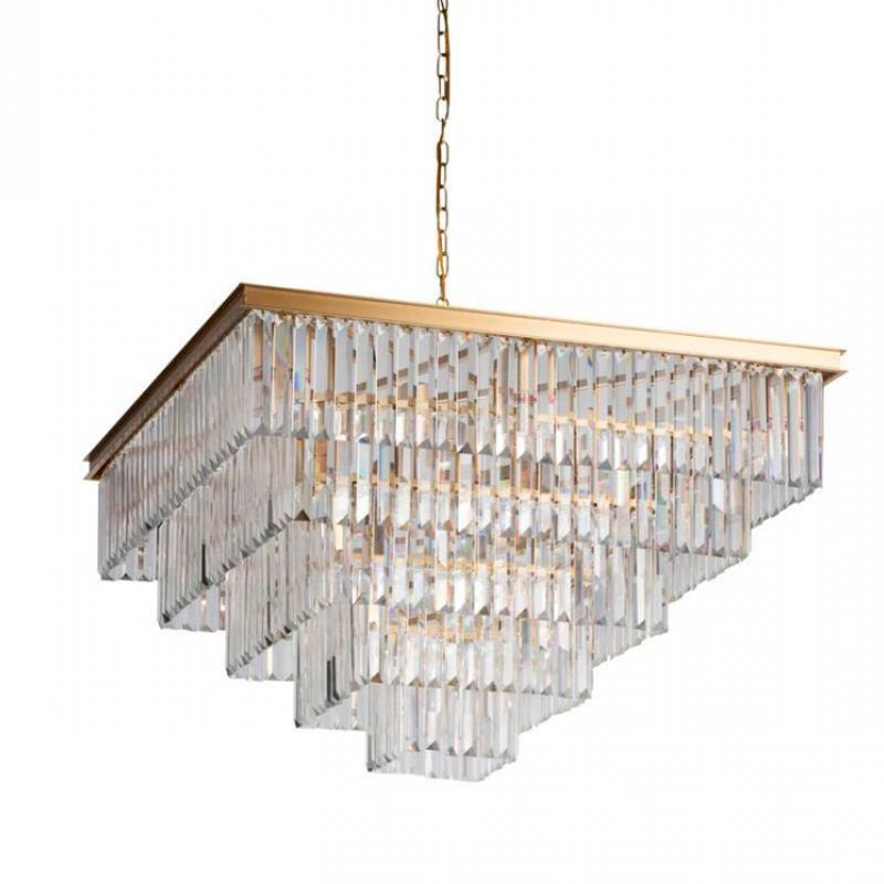 Квадратная Люстра RH 1920s Odeon GOLD iron Five layers Прозрачное Стекло 80х80 Золотой Прозрачное Стекло Квадратная Люстра RH 1920s Odeon GOLD iron Five layers Прозрачное Стекло 80х80 Золотой Прозрачное Стекло в Липецке | Loft Concept
