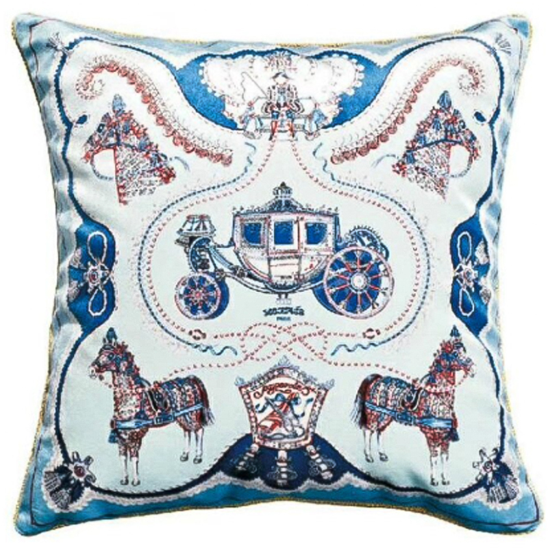 Декоративная подушка Hermes Horse 121 Голубой Синий Декоративная подушка Hermes Horse 121 Голубой Синий в Липецке | Loft Concept