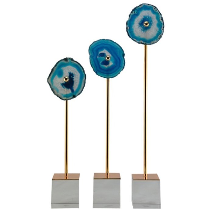 Комплект из 3-х статуэток AGATE DESIGN blue Синий Золотой Комплект из 3-х статуэток AGATE DESIGN blue Синий Золотой в Липецке | Loft Concept