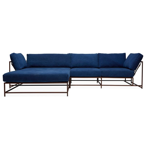 Угловой диван Indigo Denim and copper Sectional sofa Индиго Угловой диван Indigo Denim and copper Sectional sofa Индиго в Липецке | Loft Concept