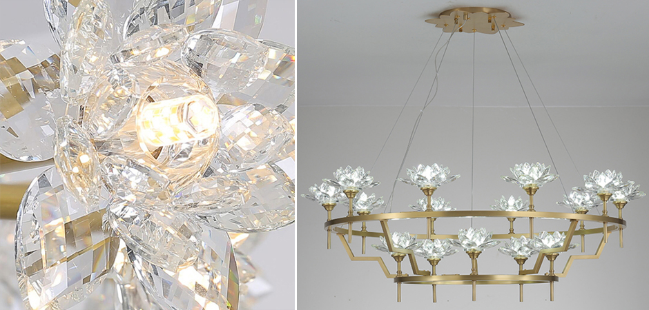 Большая Люстра Хрустальные Цветы Лотоса Lotus flower Clear Glass lamp 15 Большая Люстра Хрустальные Цветы Лотоса Lotus flower Clear Glass lamp 15 - Loft-Concept в Липецке