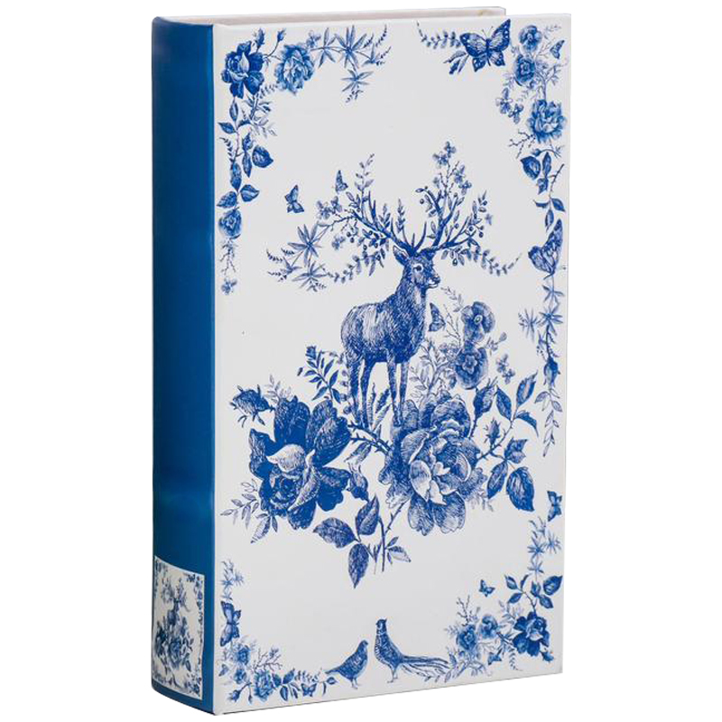 Шкатулка-книга с сейфом Deer and Blue Flowers Book Box Белый Синий Шкатулка-книга с сейфом Deer and Blue Flowers Book Box Белый Синий в Липецке | Loft Concept
