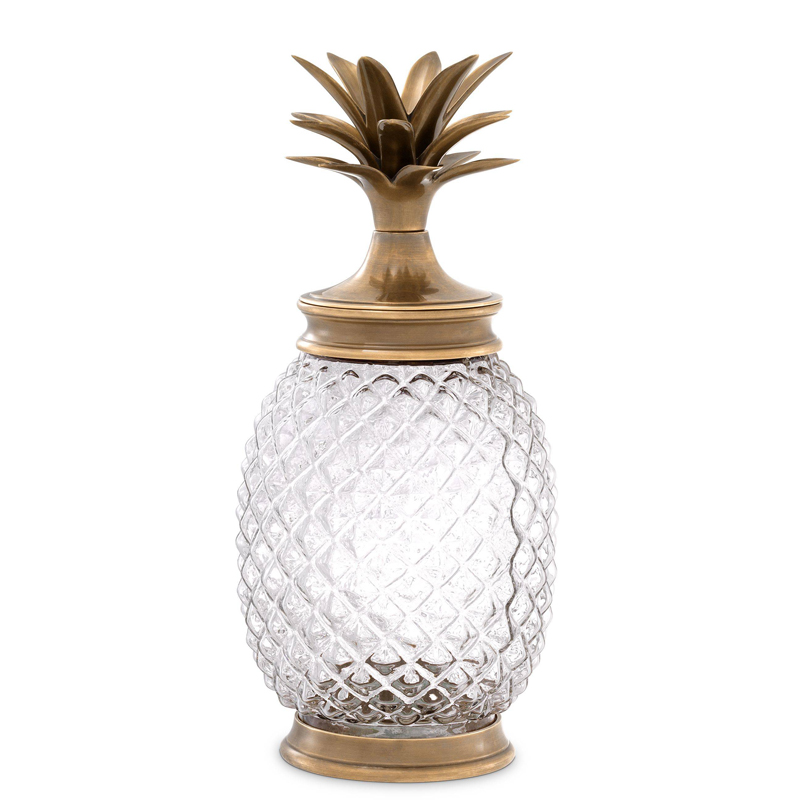 Ваза с крышкой Eichholtz Jar Hayworth brass Винтажная латунь Прозрачный Ваза с крышкой Eichholtz Jar Hayworth brass Винтажная латунь Прозрачный в Липецке | Loft Concept