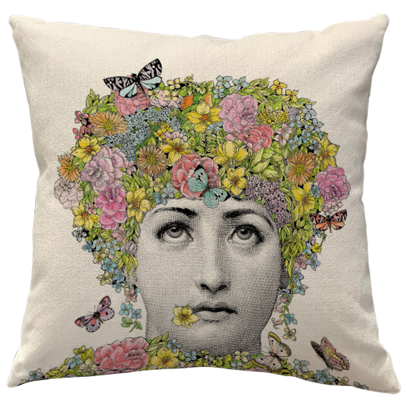 Декоративная подушка Fornasetti Fior di Lina Бежевый Мульти Декоративная подушка Fornasetti Fior di Lina Бежевый Мульти в Липецке | Loft Concept