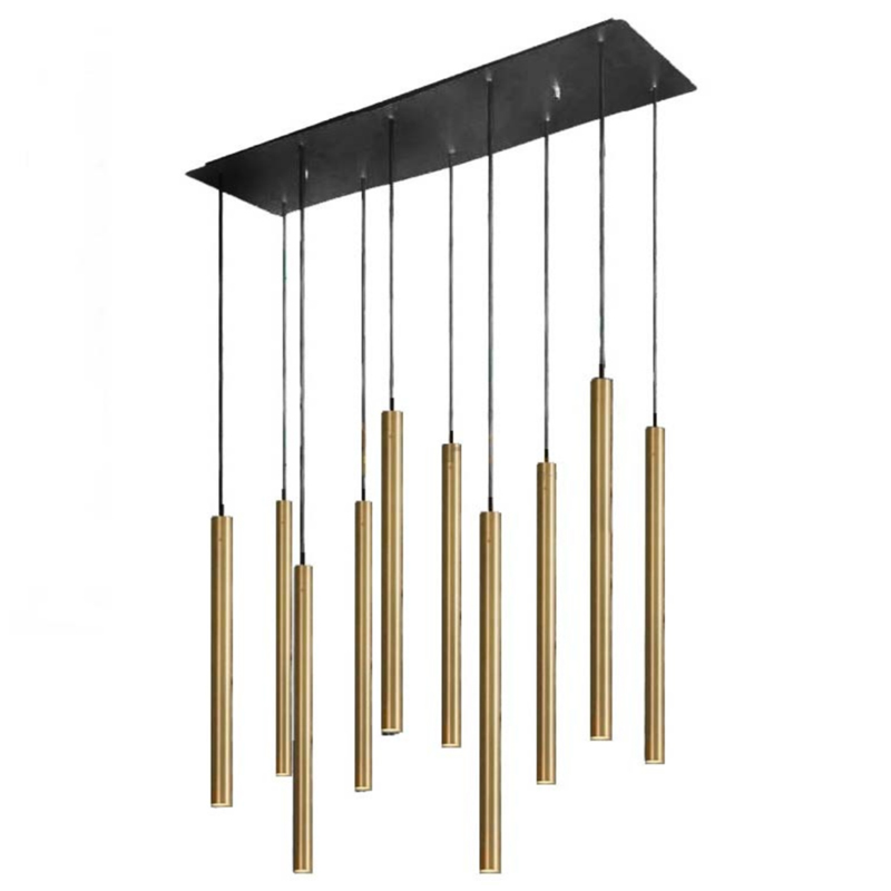 Светильник Trumpet Rectangle Gold 10 плафонов Золотой Черный Светильник Trumpet Rectangle Gold 10 плафонов Золотой Черный в Липецке | Loft Concept