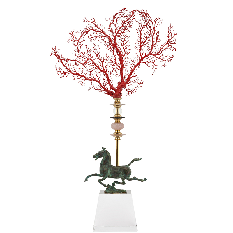 Аксессуар OBELISQUE CORAL HORSE Красный Прозрачный Темная бронза винтаж Латунь Аксессуар OBELISQUE CORAL HORSE Красный Прозрачный Темная бронза винтаж Латунь в Липецке | Loft Concept