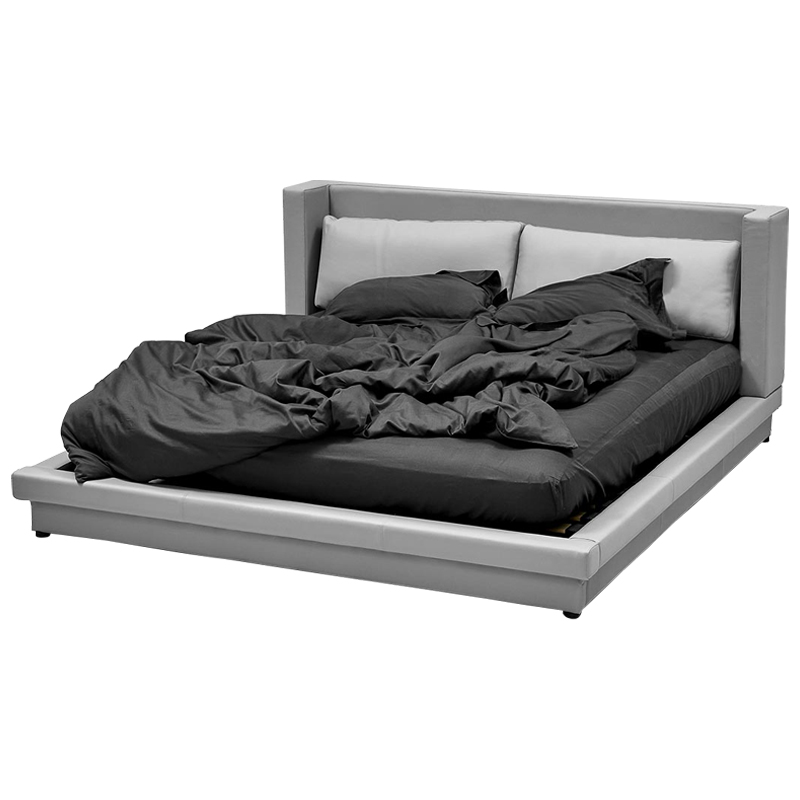 Кровать двуспальная с подушками и мягким основанием Stout Bed Серый Кровать двуспальная с подушками и мягким основанием Stout Bed Серый в Липецке | Loft Concept