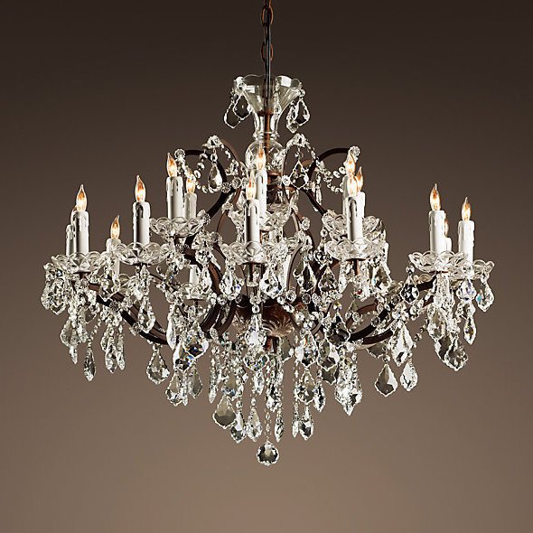 Люстра RH Rococo Iron & Crystal Chandelier 18 Прозрачное Стекло Бурая ржавчина Люстра RH Rococo Iron & Crystal Chandelier 18 Прозрачное Стекло Бурая ржавчина в Липецке | Loft Concept