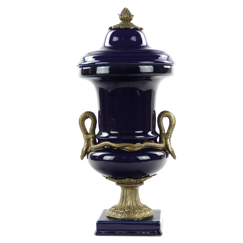Ваза Selenia Blue Vase Bronze Serpents Синий Бронза Ваза Selenia Blue Vase Bronze Serpents Синий Бронза в Липецке | Loft Concept