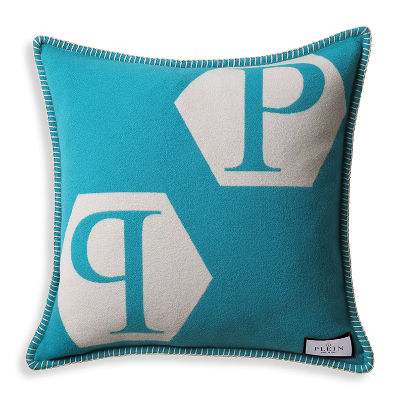Подушка Philipp Plein Cushion Cashmere Blue Голубой Белый Подушка Philipp Plein Cushion Cashmere Blue Голубой Белый в Липецке | Loft Concept