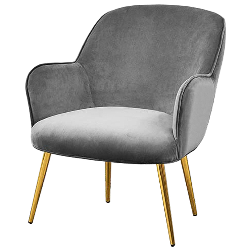 Кресло Waldeck Chair Gray Серый Глянцевое золото Кресло Waldeck Chair Gray Серый Глянцевое золото в Липецке | Loft Concept