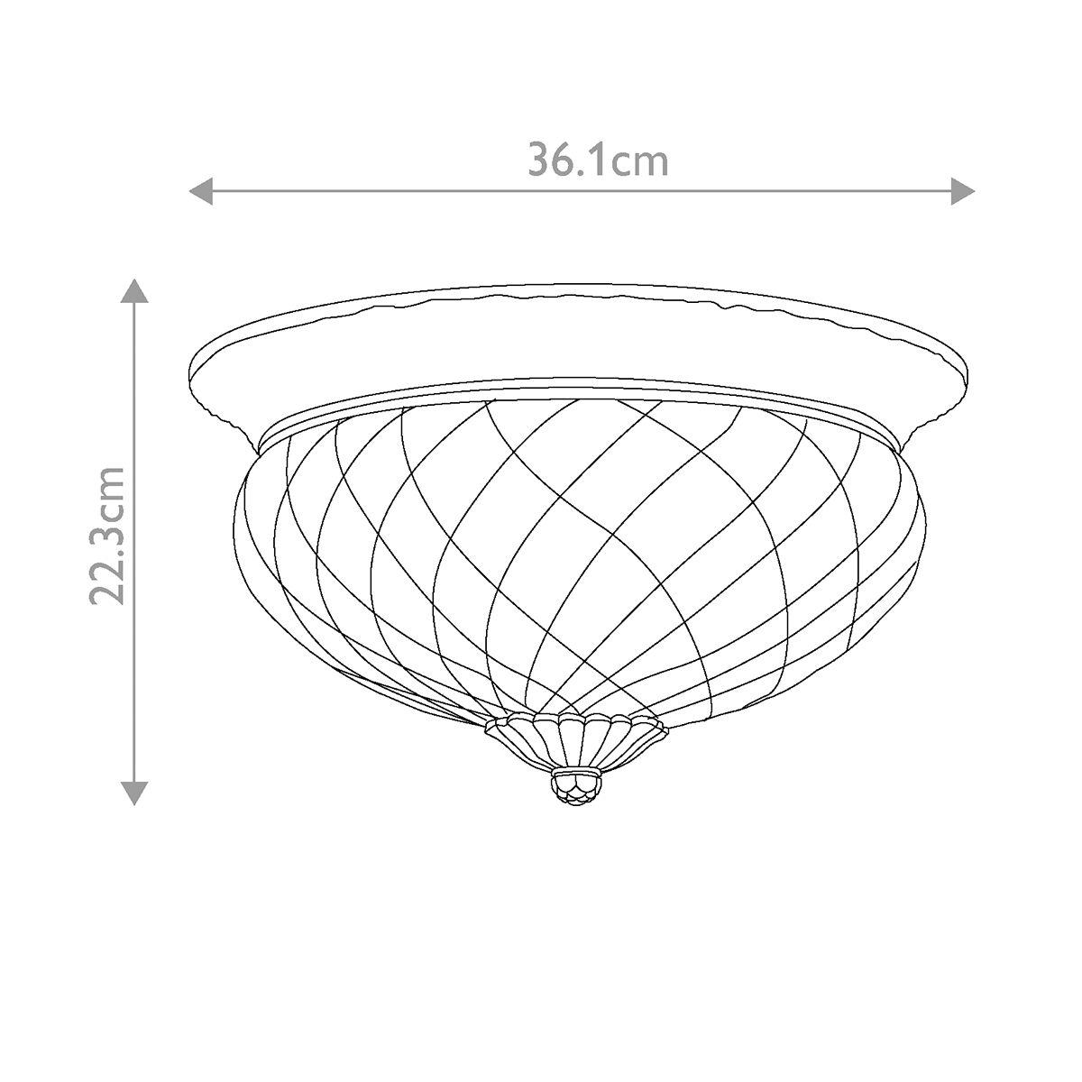 Потолочный светильник цвета латунь с прозрачным рифленым плафоном в форме чаши Hinkley в Липецке
