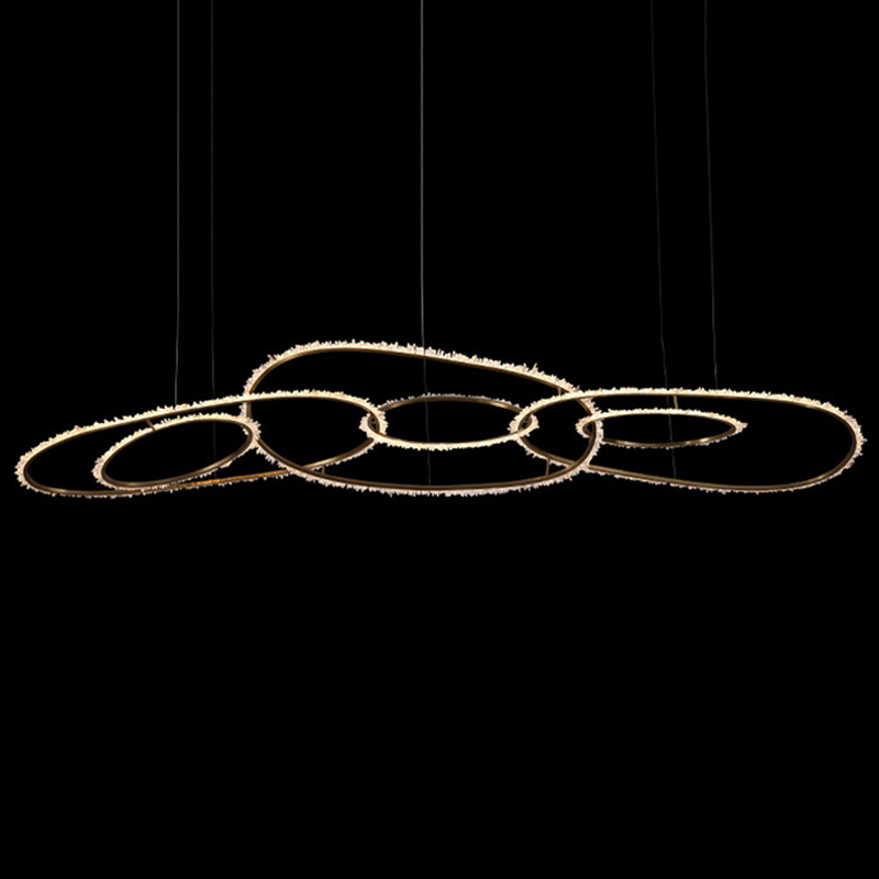 Люстра Six Rings Chain Quartz Crystal Chandelier Глянцевое золото Прозрачное Стекло Люстра Six Rings Chain Quartz Crystal Chandelier Глянцевое золото Прозрачное Стекло в Липецке | Loft Concept