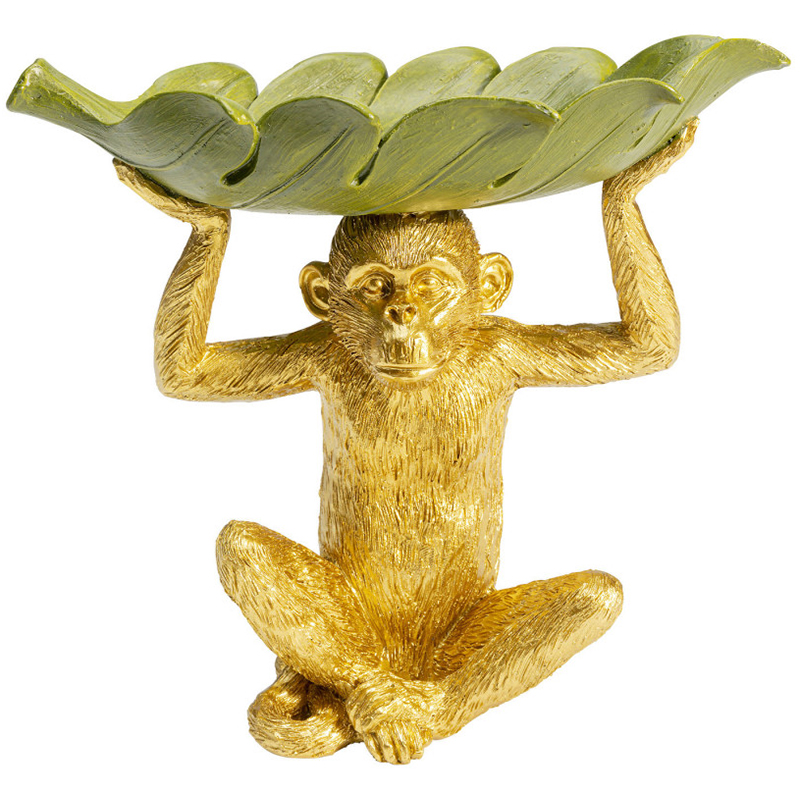 Конфетница Golden Monkey holding a leaf Зеленый Золотой Конфетница Golden Monkey holding a leaf Зеленый Золотой в Липецке | Loft Concept