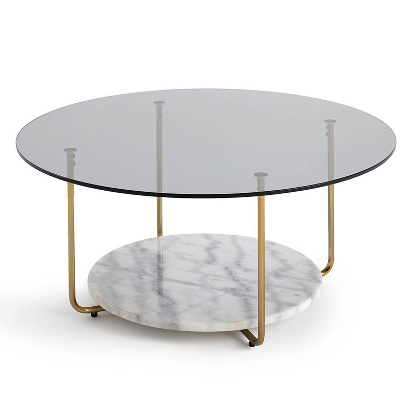 Кофейный стол White Marble Белый Мрамор Bianco Латунь Кофейный стол White Marble Белый Мрамор Bianco Латунь в Липецке | Loft Concept