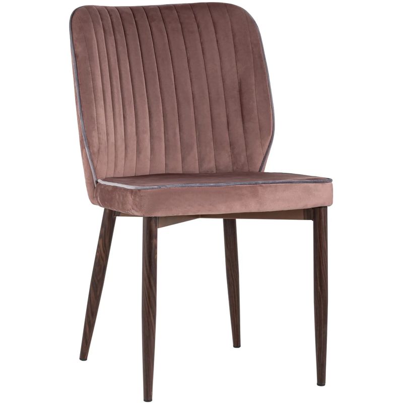 Стул Lawrence Chair Розовый велюр Серый кант Розовый пастельный Светло-серый Коричневый Стул Lawrence Chair Розовый велюр Серый кант Розовый пастельный Светло-серый Коричневый в Липецке | Loft Concept