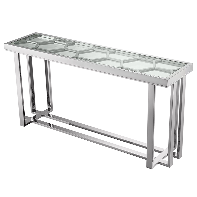 Консоль Philipp Plein Console Table Skeleton Chrome Хром Прозрачное Стекло в Липецке | Loft Concept 