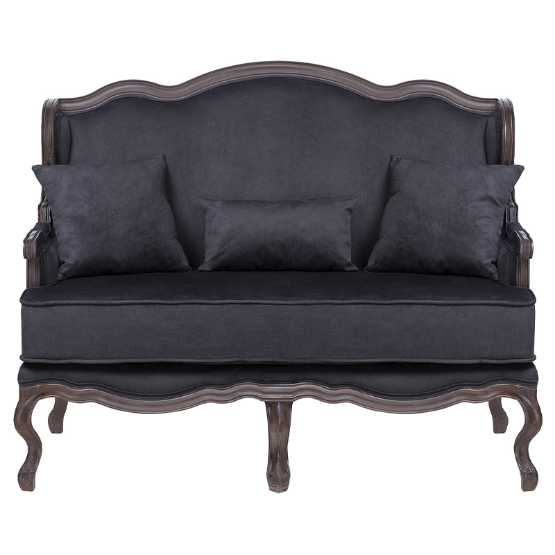 Диван двухместный George Grand Seating black velour Черный Коричневый Диван двухместный George Grand Seating black velour Черный Коричневый в Липецке | Loft Concept