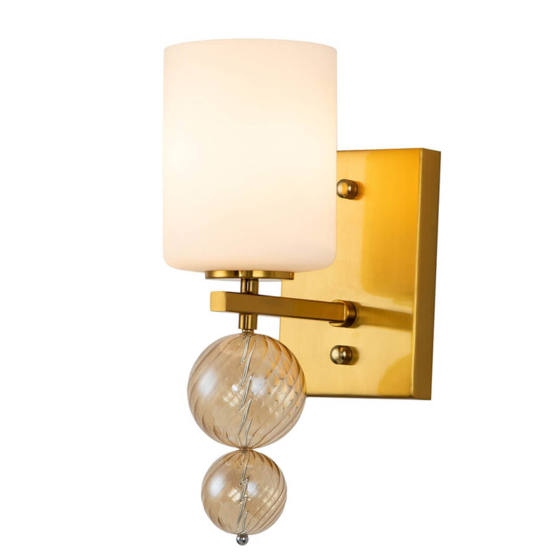 Бра Blown Glass Balloons Wall Lamp Латунь Белый Янтарный Бра Blown Glass Balloons Wall Lamp Латунь Белый Янтарный в Липецке | Loft Concept