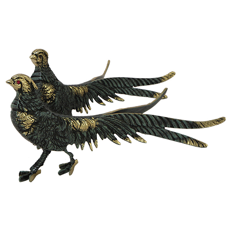 Статуэтка бронзовая синяя пара Фазаны Bronze Birds Бронза Синий Статуэтка бронзовая синяя пара Фазаны Bronze Birds Бронза Синий в Липецке | Loft Concept