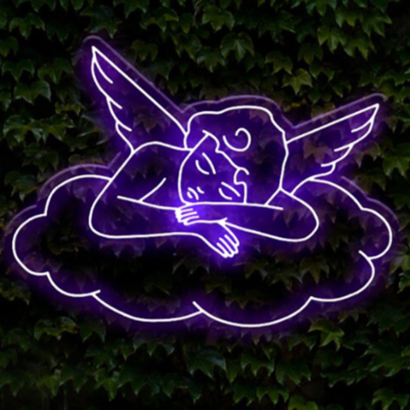 Неоновая настенная лампа Sleeping Angel Neon Wall Lamp Фиолетовый Прозрачный Фиолетовый Неоновая настенная лампа Sleeping Angel Neon Wall Lamp Фиолетовый Прозрачный Фиолетовый в Липецке | Loft Concept