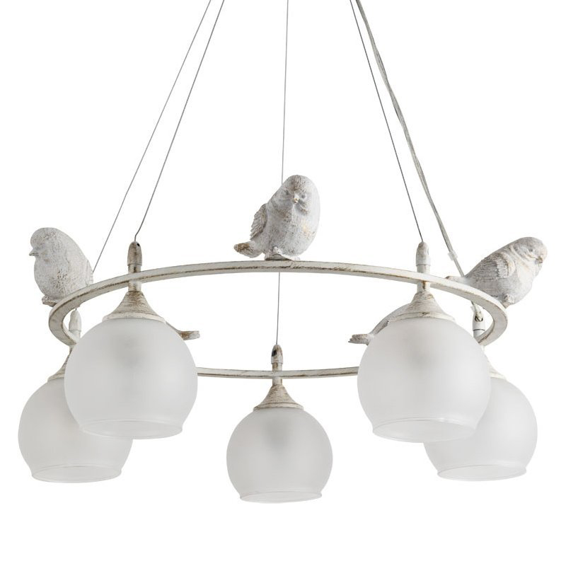 Люстра Provence Bird Chandelier white Белое матовое стекло Золотой Белый Люстра Provence Bird Chandelier white Белое матовое стекло Золотой Белый в Липецке | Loft Concept