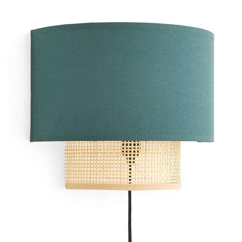 Бра Ottar Wicker Turquoise lampshade Бежевый Бирюзовый Бра Ottar Wicker Turquoise lampshade Бежевый Бирюзовый в Липецке | Loft Concept