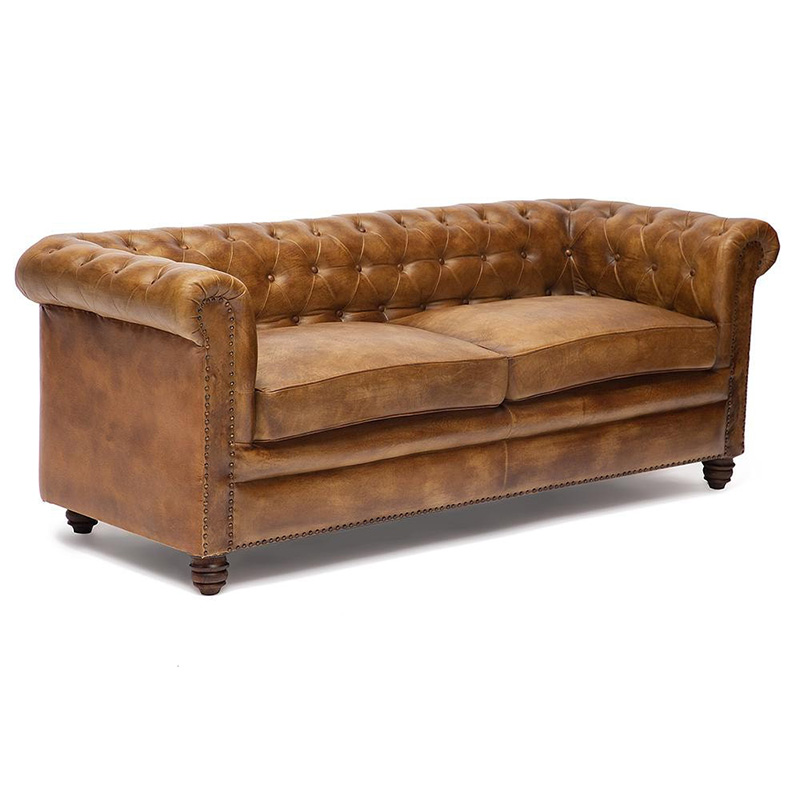 Диван кожаный Buffalo Leather Sofa Triple Коричневый винтаж Диван кожаный Buffalo Leather Sofa Triple Коричневый винтаж в Липецке | Loft Concept