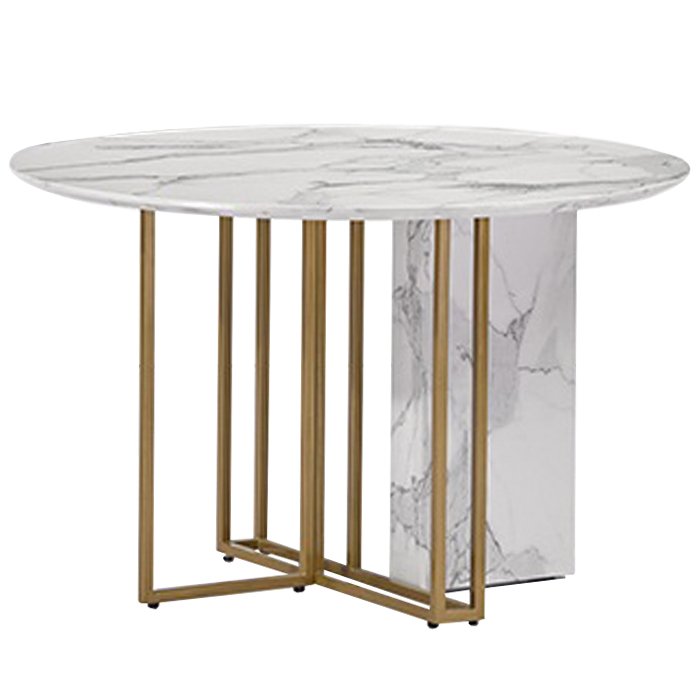 Стол Marble Corner Circle Латунь Белый Стол Marble Corner Circle Латунь Белый в Липецке | Loft Concept