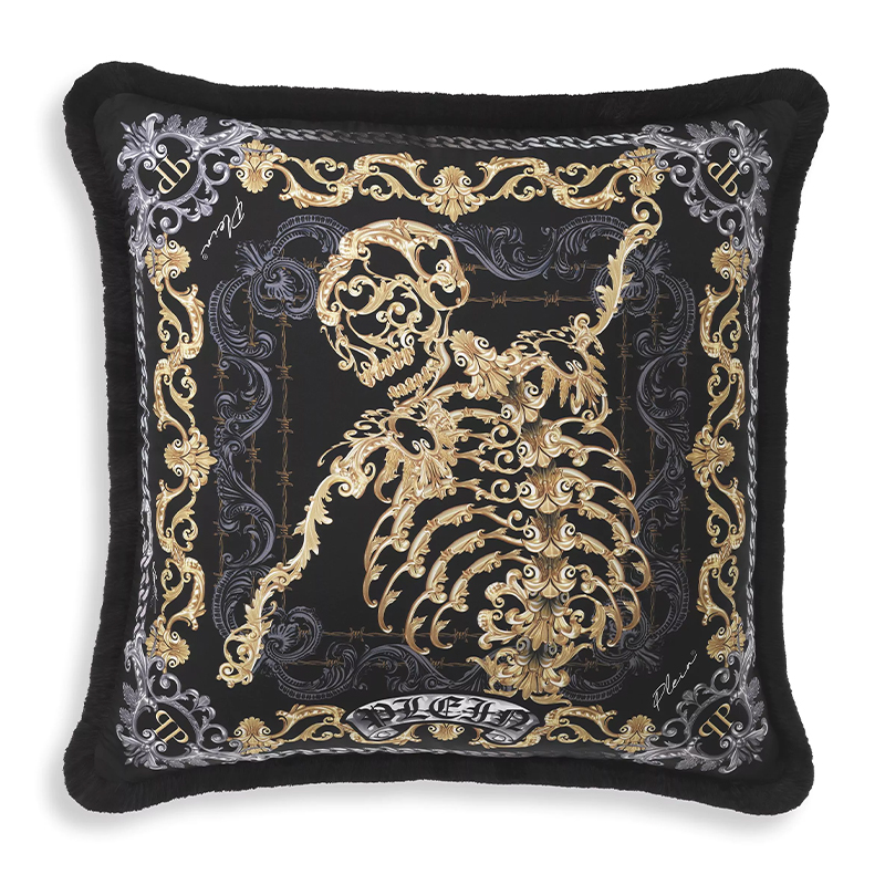 Подушка Philipp Plein Cushion Silk Skeleton 50 x 50 cm Черный Серый Золотой Подушка Philipp Plein Cushion Silk Skeleton 50 x 50 cm Черный Серый Золотой в Липецке | Loft Concept