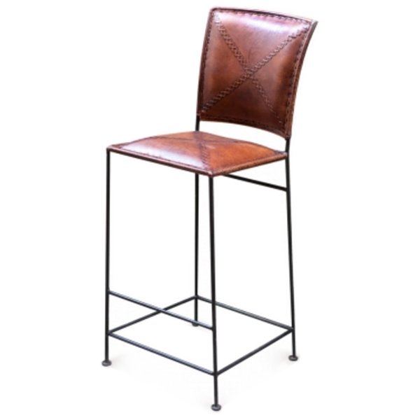 Барный стул Loft Bar stool leather brown Коричневый винтаж Черный Барный стул Loft Bar stool leather brown Коричневый винтаж Черный в Липецке | Loft Concept