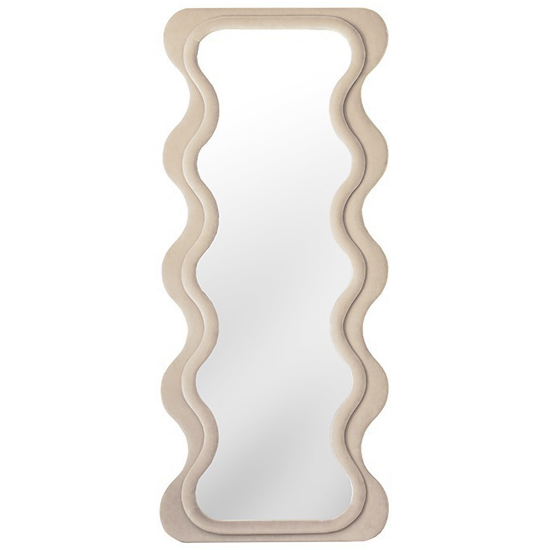 Зеркало Velvet Curved Waves Mirror Бежевый Зеркало Зеркало Velvet Curved Waves Mirror Бежевый Зеркало в Липецке | Loft Concept