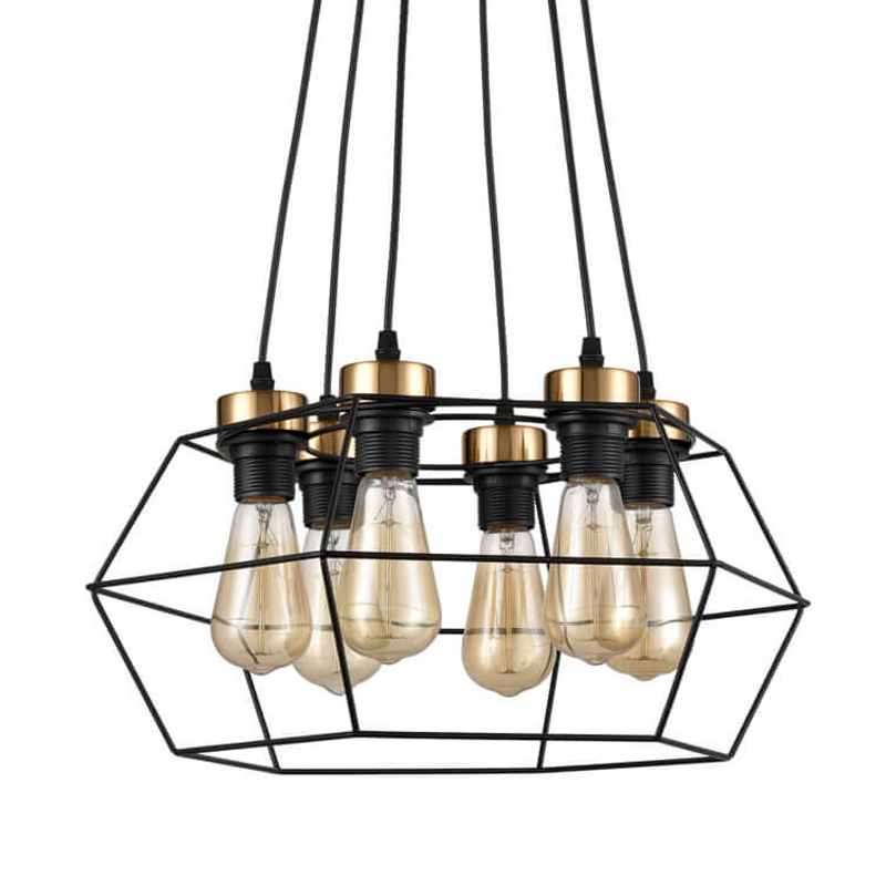 Люстра Loft Wire Cage Black lamp 6 Черный Люстра Loft Wire Cage Black lamp 6 Черный в Липецке | Loft Concept