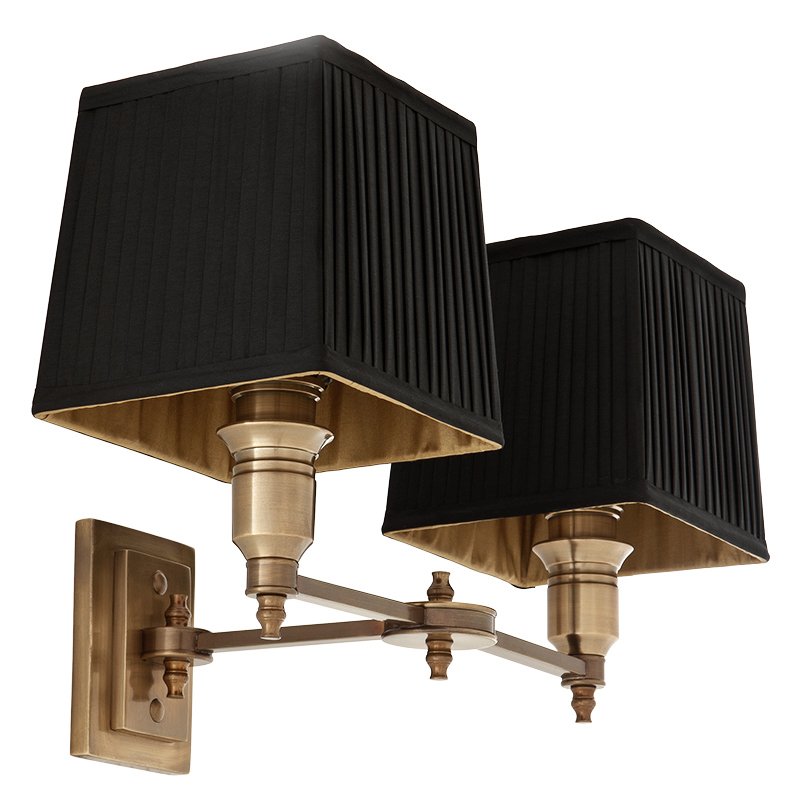 Бра Wall Lamp Lexington Double Brass+Black Латунь Античная полированная Черный Бра Wall Lamp Lexington Double Brass+Black Латунь Античная полированная Черный в Липецке | Loft Concept